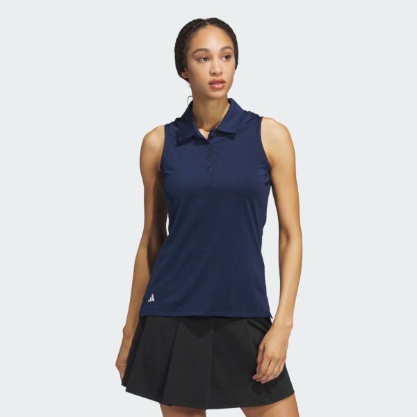 Camisa polo sin mangas lisa Adidas Ultimate365 para mujer-