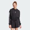 Sudadera con capucha corta de felpa francesa Adidas Essentials de 3 bandas para mujer-