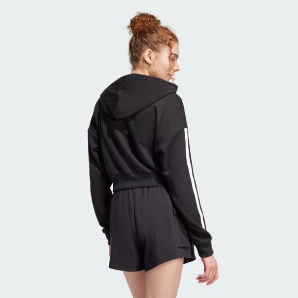 Sudadera con capucha corta de felpa francesa Adidas Essentials de 3 bandas para mujer-