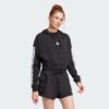 Sudadera con capucha corta de felpa francesa Adidas Essentials de 3 bandas para mujer-
