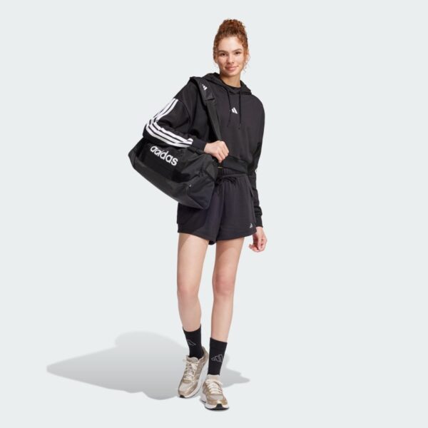 Sudadera con capucha corta de felpa francesa Adidas Essentials de 3 bandas para mujer-