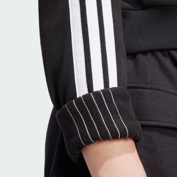 Sudadera con capucha corta de felpa francesa Adidas Essentials de 3 bandas para mujer-