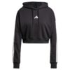 Sudadera con capucha corta de felpa francesa Adidas Essentials de 3 bandas para mujer-