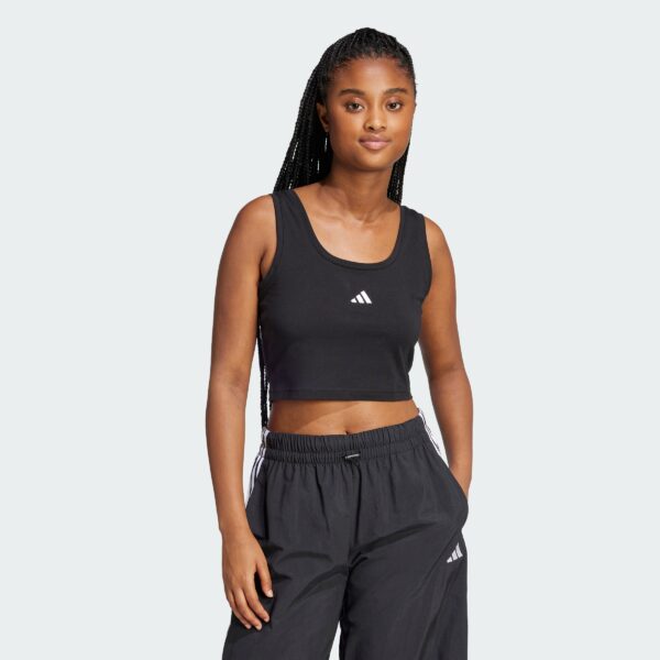 Camiseta sin mangas Adidas Essentials para mujer con logotipo pequeño de algodón estilo de vida-