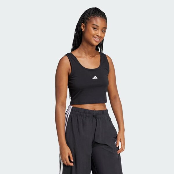 Camiseta sin mangas Adidas Essentials para mujer con logotipo pequeño de algodón estilo de vida-