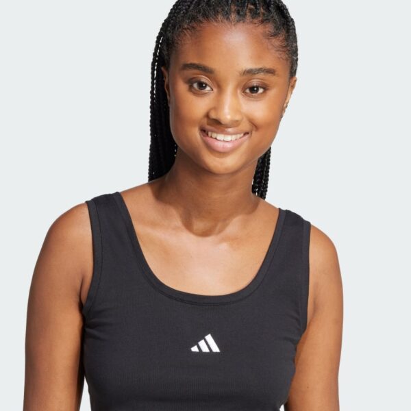 Camiseta sin mangas Adidas Essentials para mujer con logotipo pequeño de algodón estilo de vida-
