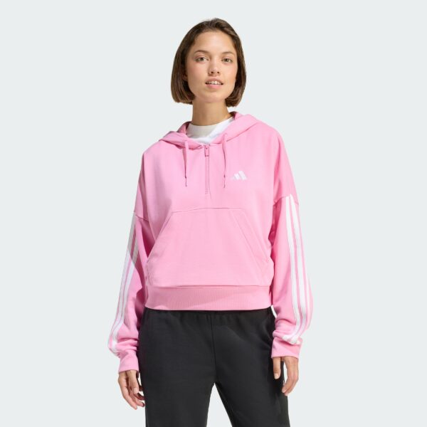 Sudadera con capucha  Essentials 3 bandas de felpa francesa con cremallera en cuarto de baño-