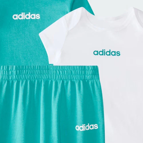 Conjunto de body y pantalón Adidas para niños con logotipo lineal de 3 piezas-