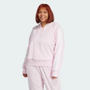 Sudadera con capucha  Essentials 3 bandas de felpa francesa cremallera cuarto (talla grande)-