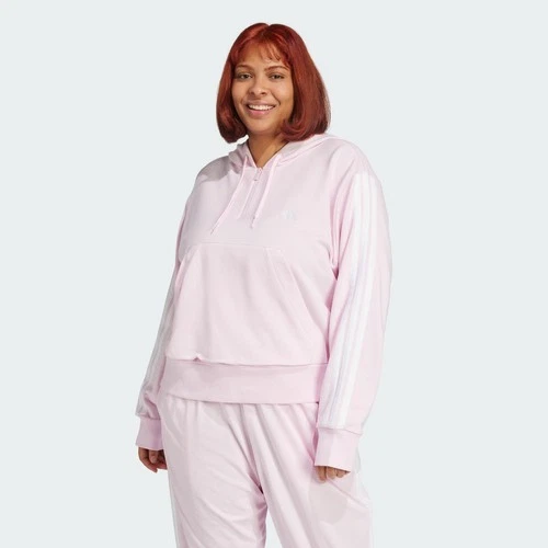 Sudadera con capucha  Essentials 3 bandas de felpa francesa cremallera cuarto (talla grande)-