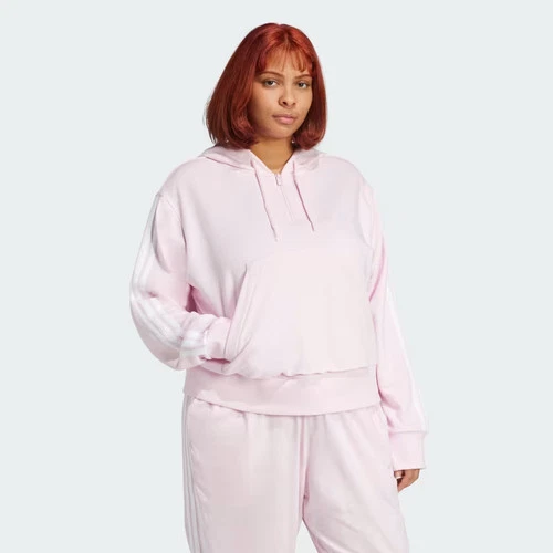 Sudadera con capucha  Essentials 3 bandas de felpa francesa cremallera cuarto (talla grande)-
