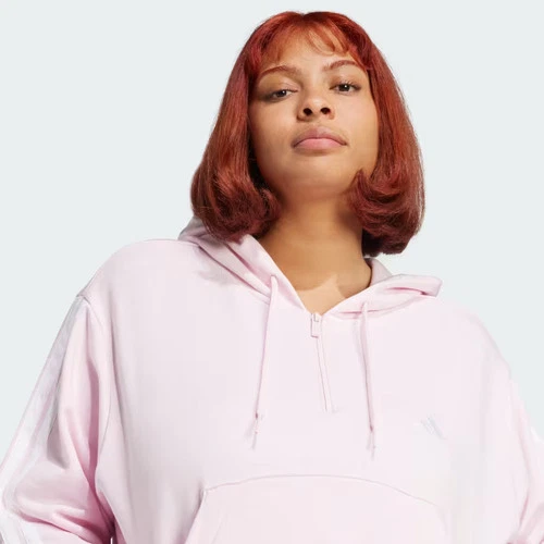 Sudadera con capucha  Essentials 3 bandas de felpa francesa cremallera cuarto (talla grande)-
