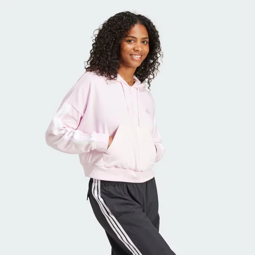 Sudadera con capucha  Essentials 3 bandas de felpa francesa con cremallera en cuarto de baño-