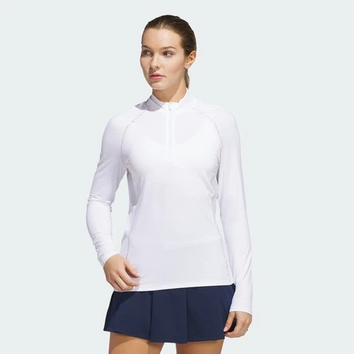 Camisa polo Adidas Ultimate365 para mujer sólida con cremalera de cuarto-