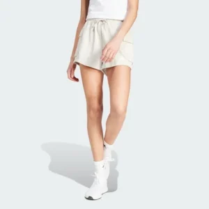 Pantalones cortos cargo de felpa francesa con logotipo pequeño Adidas Essentials para mujer-