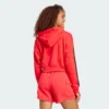 Sudadera con capucha corta de felpa francesa Adidas Essentials de 3 bandas para mujer-