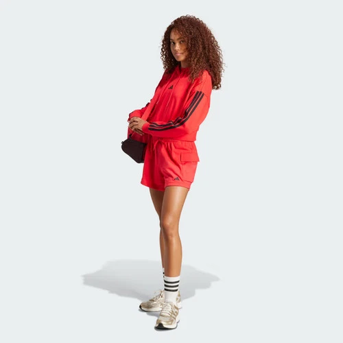 Sudadera con capucha corta de felpa francesa Adidas Essentials de 3 bandas para mujer-