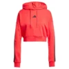 Sudadera con capucha corta de felpa francesa Adidas Essentials de 3 bandas para mujer-