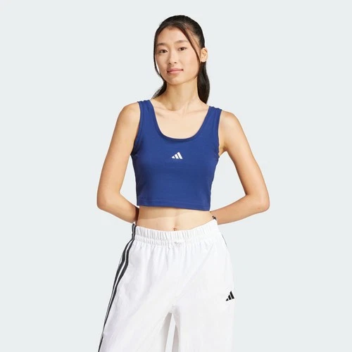 Camiseta sin mangas Adidas Essentials para mujer con logotipo pequeño de algodón estilo de vida-