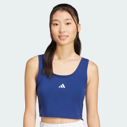 Camiseta sin mangas Adidas Essentials para mujer con logotipo pequeño de algodón estilo de vida-