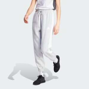 Pantalones holgados de vellón de 3 bandas Adidas Essentials para mujer-