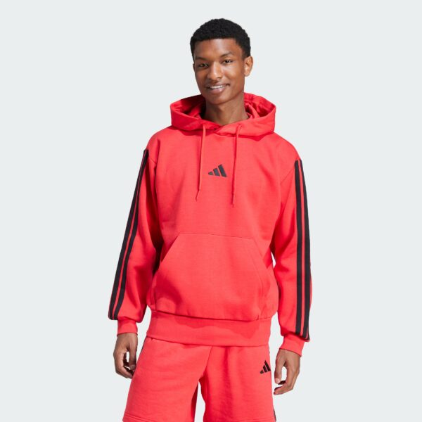 Sudadera con capucha polar Adidas Essentials 3 bandas para hombre-