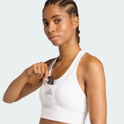 Sujetador de soporte medio con bolsillo para correr Adidas adi365 para mujer-