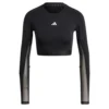 Camiseta corta de entrenamiento Adidas Hyperglam de manga larga para mujer-