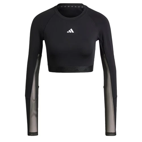 Camiseta corta de entrenamiento Adidas Hyperglam de manga larga para mujer-
