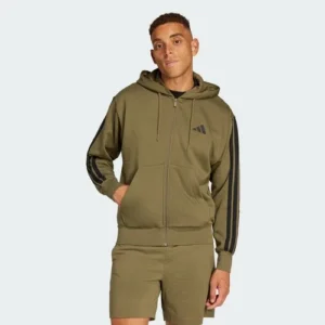 adidas men Essentials 3-Stripes Fleece Hoodie