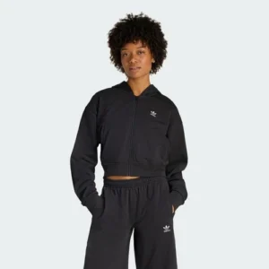 adidas women ESSENTIALS FRENCH TERRY CROPPED ZIP HOODIE