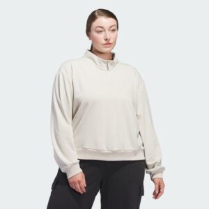adidas women Essentials Small Logo Quarter-Zip Sweatshirt (Plus Size)